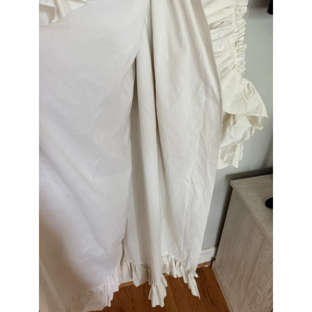 PAIR (2 PANELS) Off White Curtains Ruffle Edge 84